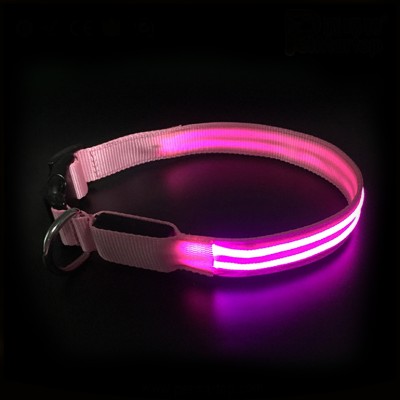 Shenzhen Factory Price Safety Nylon  USB Rechargeable LED  CR2032 Dog Collar