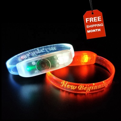 Free Sample Party Supplies Music Activated Glow Led Bracelet Light Up Wristband